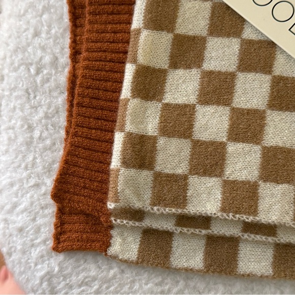 Roolee Tan and Cream Checkered Scarf NWT - Picture 2 of 5